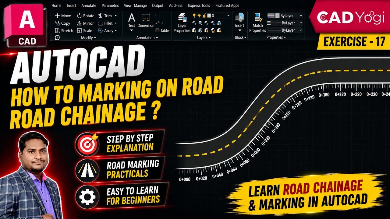 Road Chainage in AutoCAD, How to marking ? #autocad #draftman #civilengineering #cadyogi