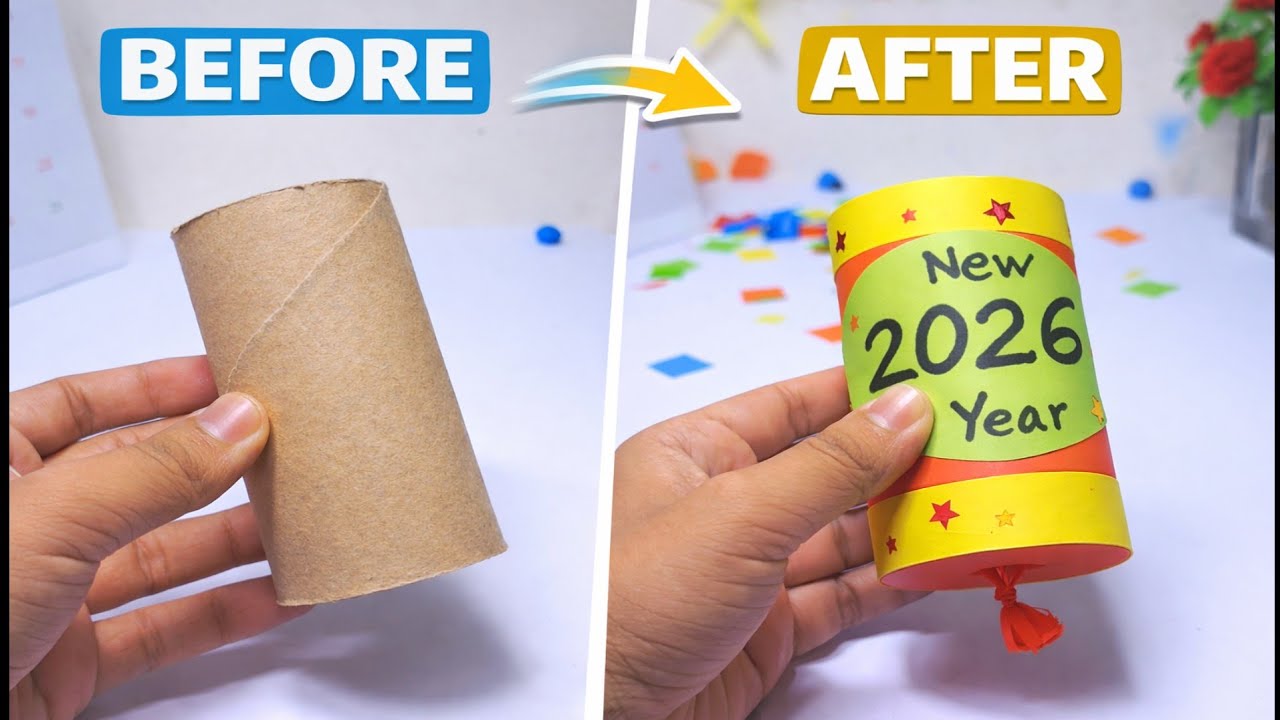 Новогодние хлопушки своими руками 🎉 | Простая и веселая поделка для праздника 2026 