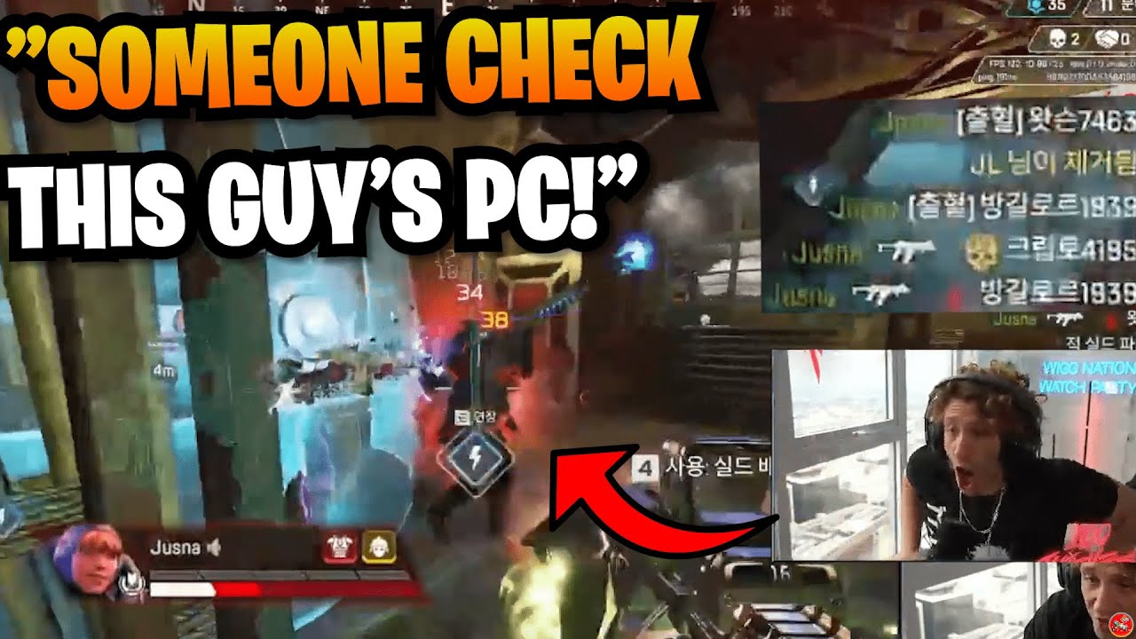 NiceWigg reacts to Jusna SMURFING on Apex Pros with 200ms in Int. Scrims.. 😲