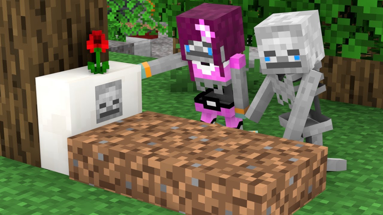 Малыш-скелет и жизнь собаки — анимация Minecraft