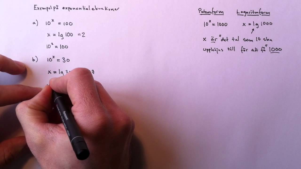 Exempel på exponentialekvationer