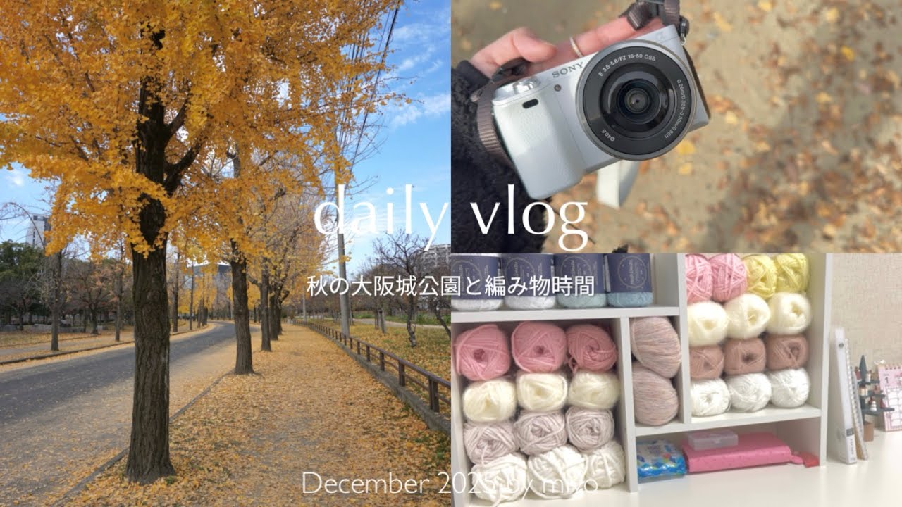 vlog | 秋の大阪城公園と、編み物を楽しむ3日間🍂🧶編み物デスク紹介✨knitting & daily