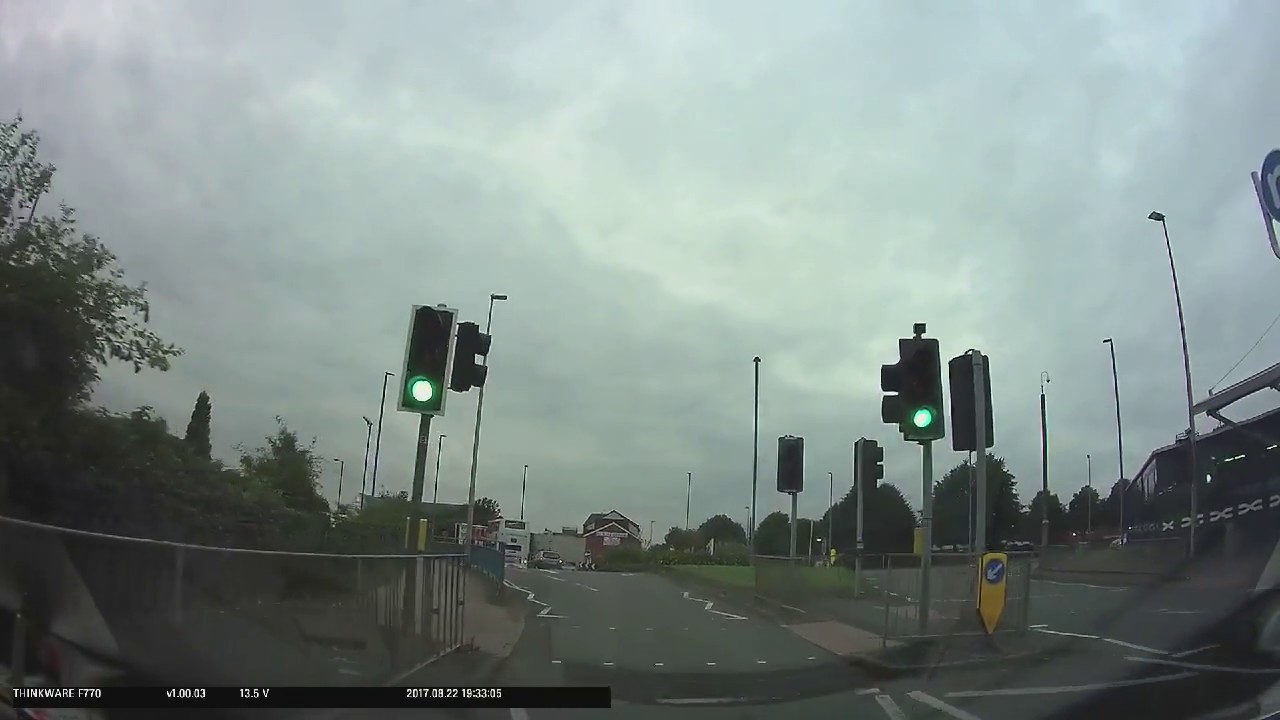 Wednesbury Test Centre  Stop sign .EOR Turn left and both Roundabout turn right