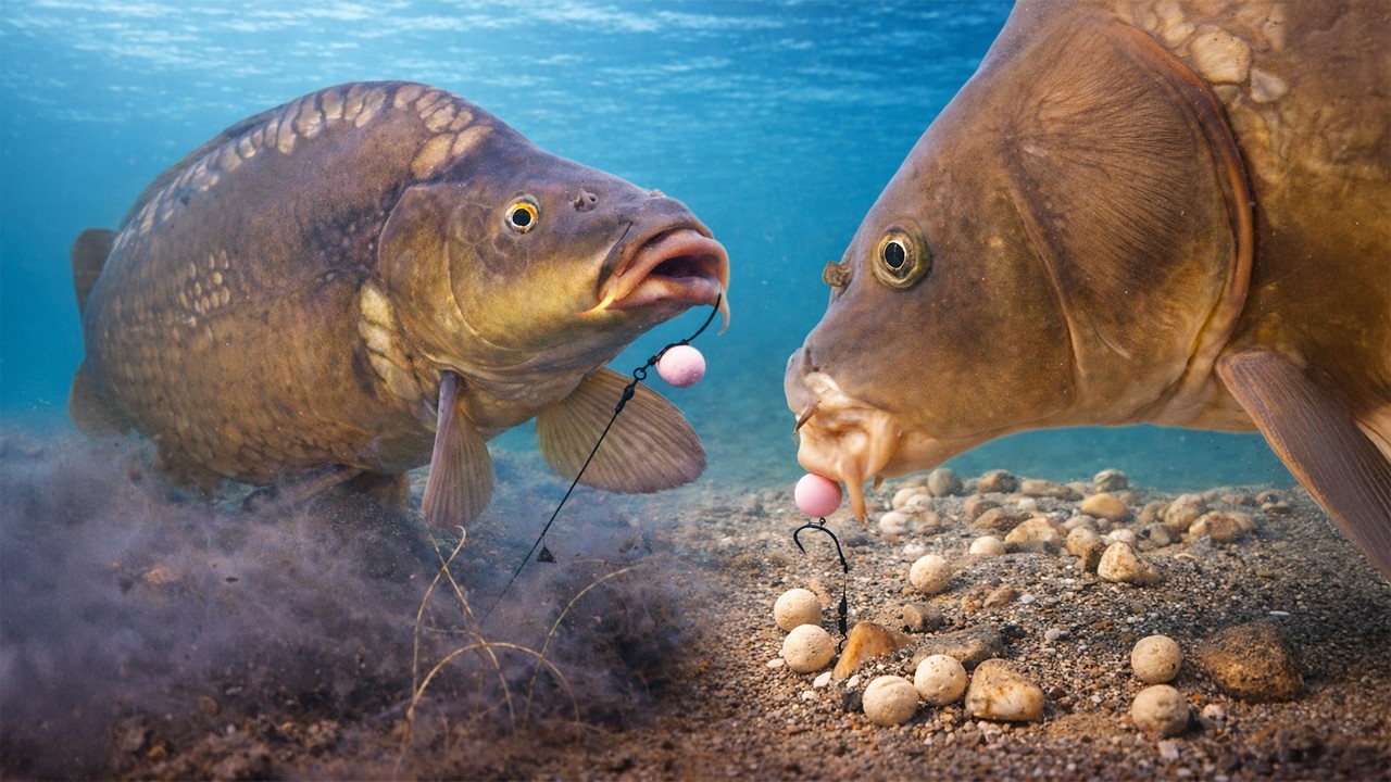 Best moments of underwater fishing in clear lakes