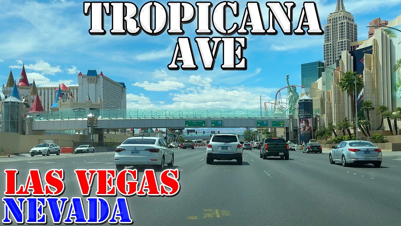 Tropicana Ave West FULL Route - Las Vegas - Nevada - 4K Street Drive