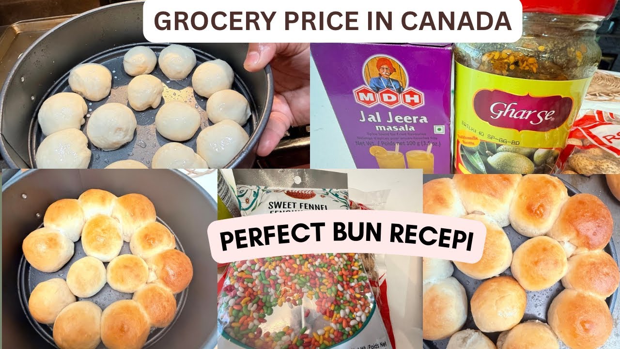 HOMEMADE BUN RECEPI|DESI GROCERY PRICE IN CANADA|INDIAN MOM IN CANADA|CANADA VLOG|5Ingredient se bun