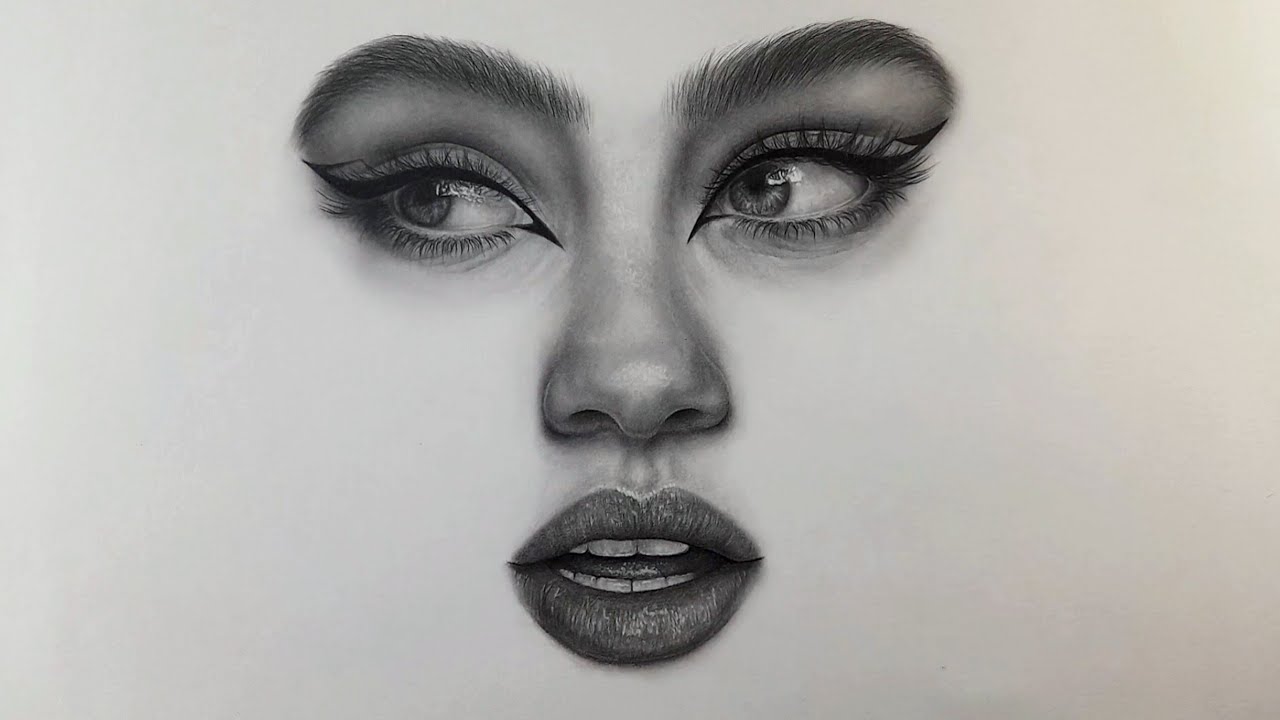 how to draw a female face with graphite pencils 