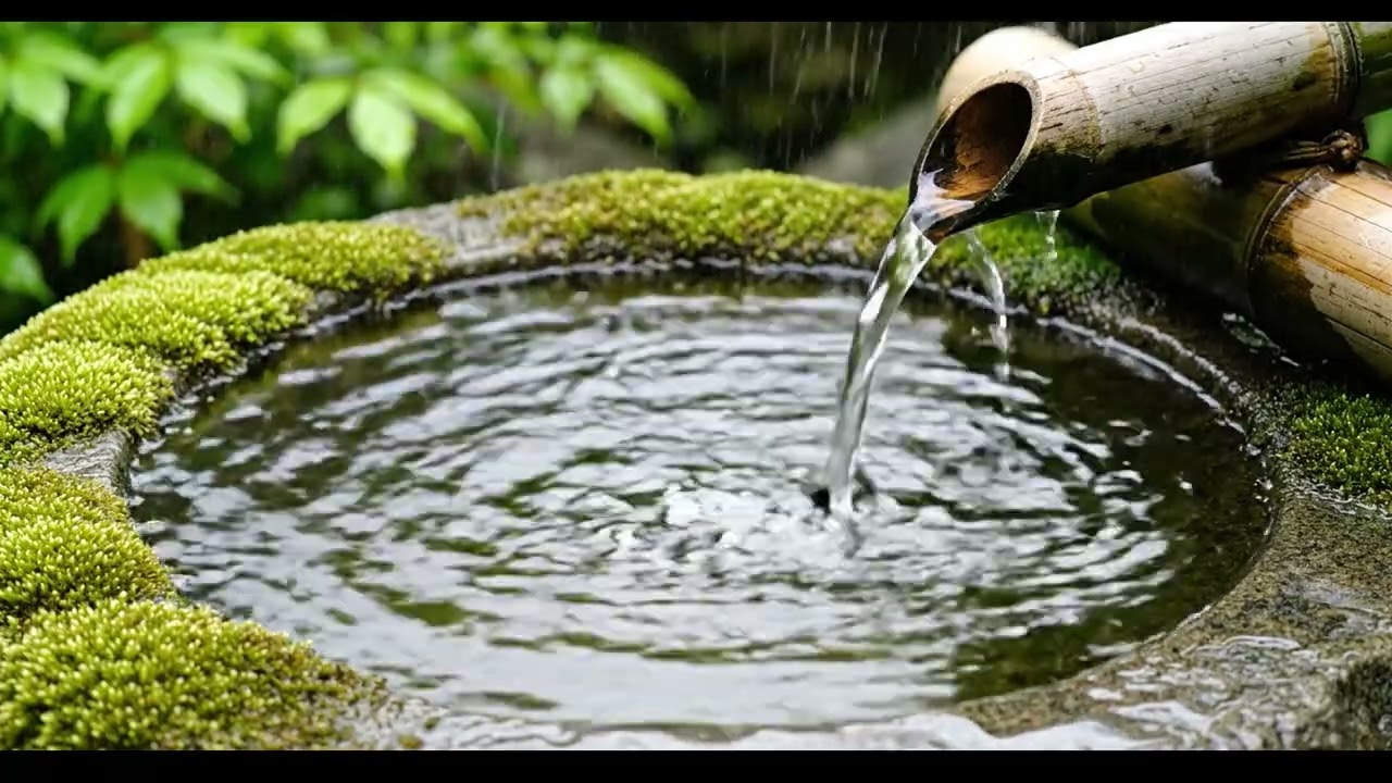 Serene Rainy Japanese Zen Garden | Water Sounds for Deep Sleep