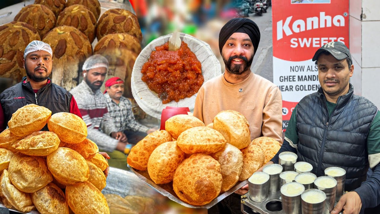 Kanha Sweets Amritsar | Best Breakfast in Amritsar | Gudh wala Karah | Cjole Poori | 4K