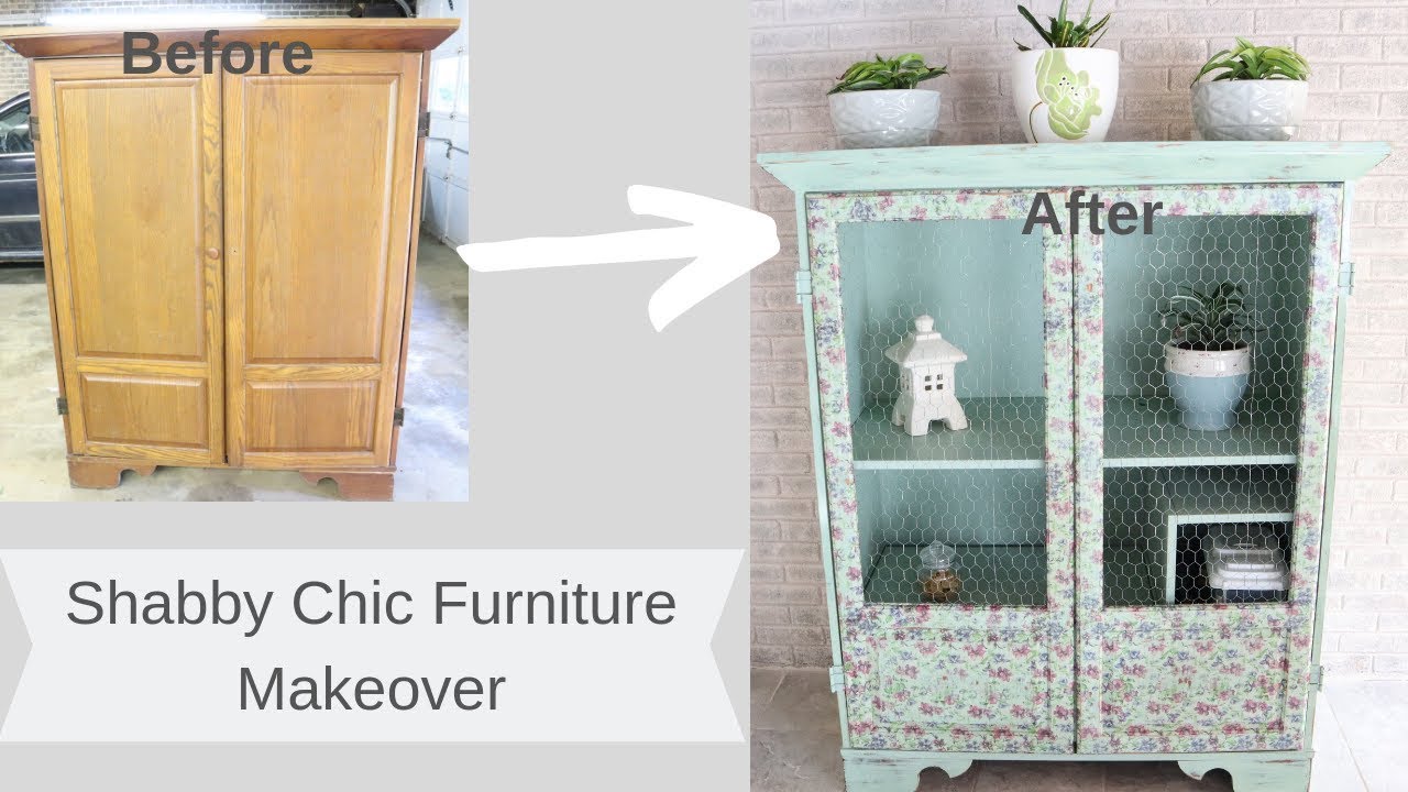 Shabby Chic Distressed Furniture Makeover/ Decoupage Furniture/ Farmhouse Furniture Transformation