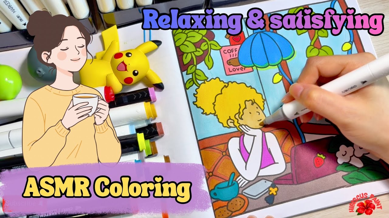 Color With Me ☕ Cozy Cafe Scene | Relaxing ASMR Coloring