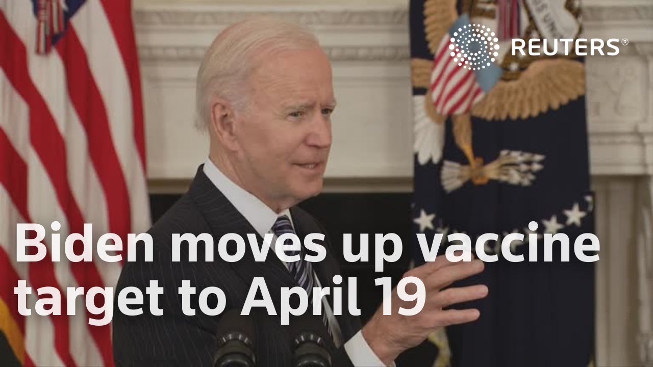 Biden moves up vaccine target to April 19