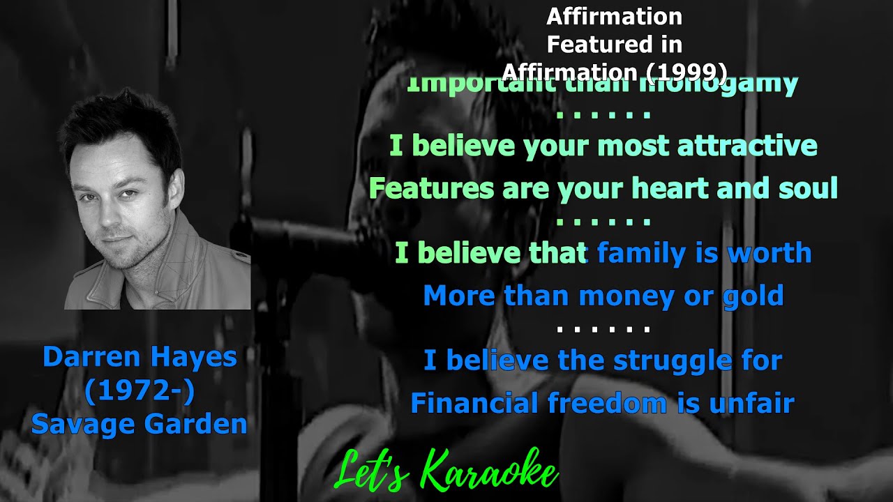 Affirmation No Vocals Karaoke #savagegarden #affirmation #darrenhayes #danieljones #letskaraoke