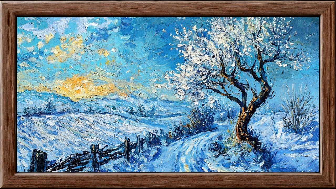 Impressionist Winter Landscape | Van Gogh–Inspired Screensaver | Frame TV Art 4K