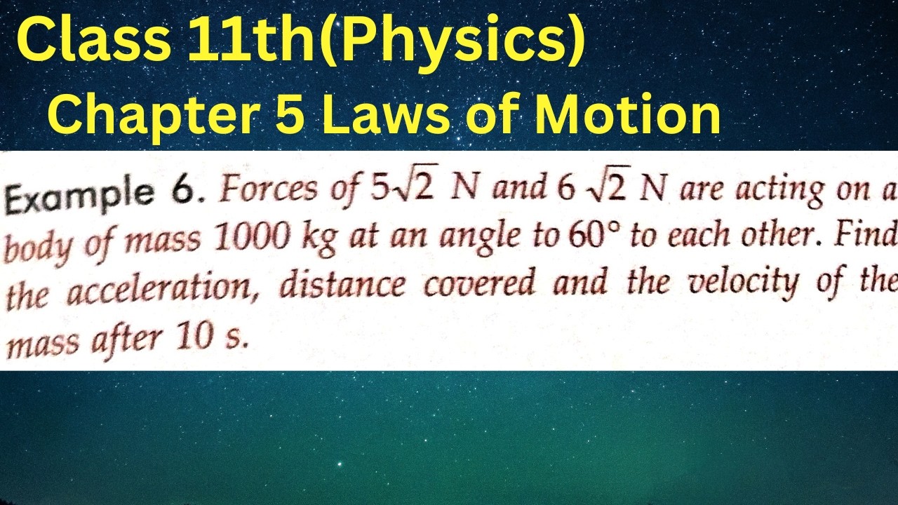 Forces of 5√2 N and 6√2 N are acting on a body of mass 1000 kg at an angle to 60° to each other. Fin