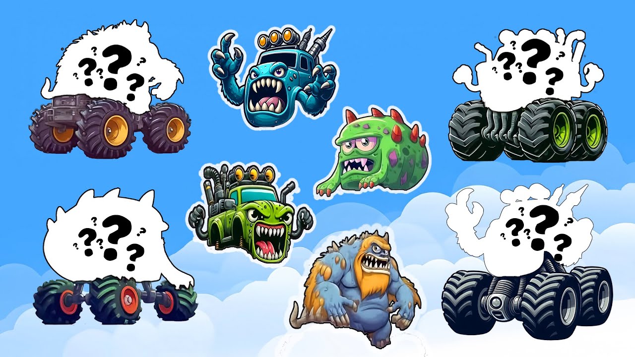Find the body for the Monster Car: Dinosaur, Ape, Frog | Monster Truck | Monster Car Animation