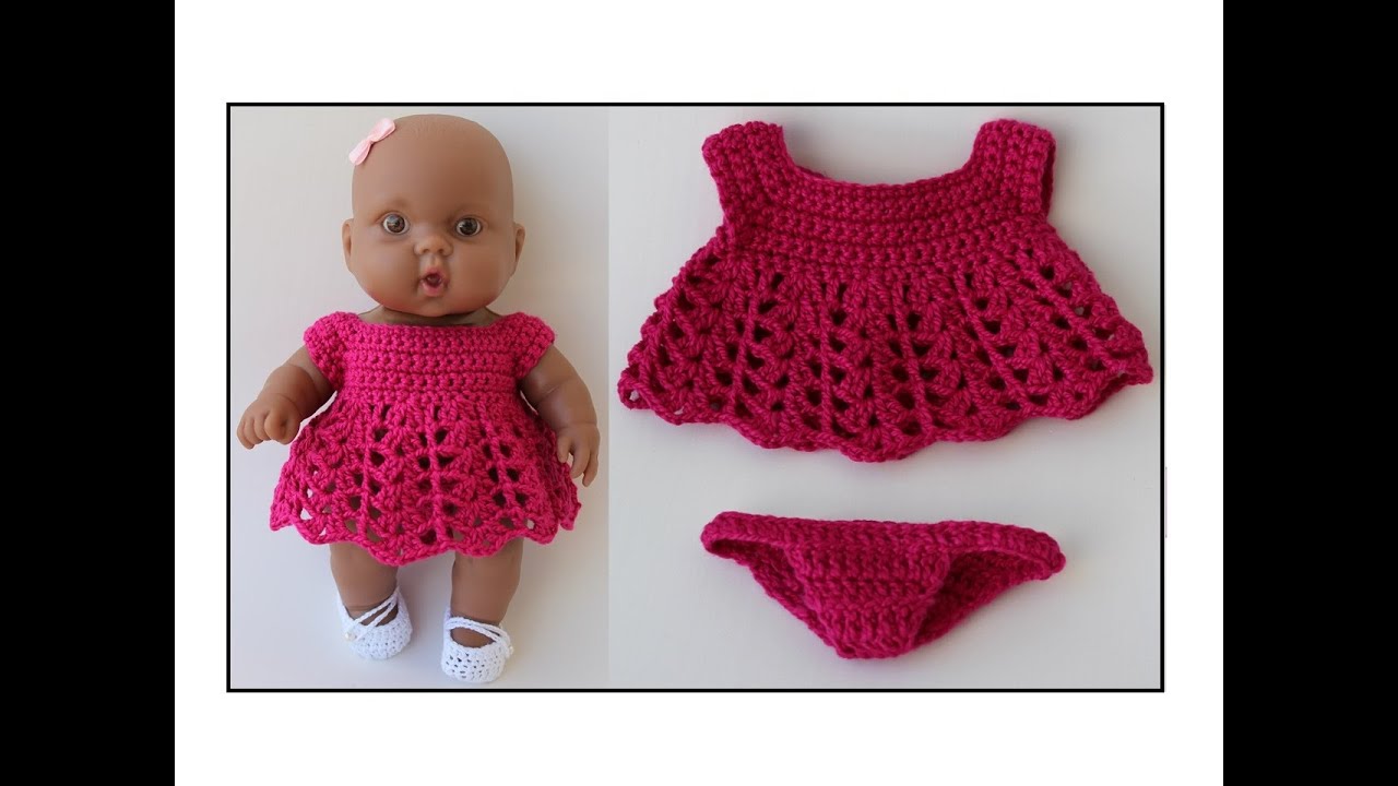 Vestido e calcinha em crochê para boneca bebê - passo a passo