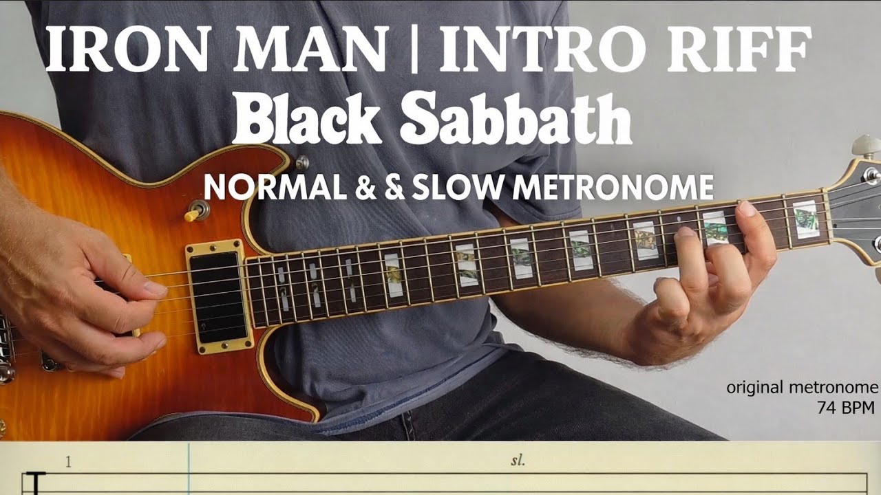 Black Sabbath – Iron Man | Original Tabs + Slow Metronome (4K)