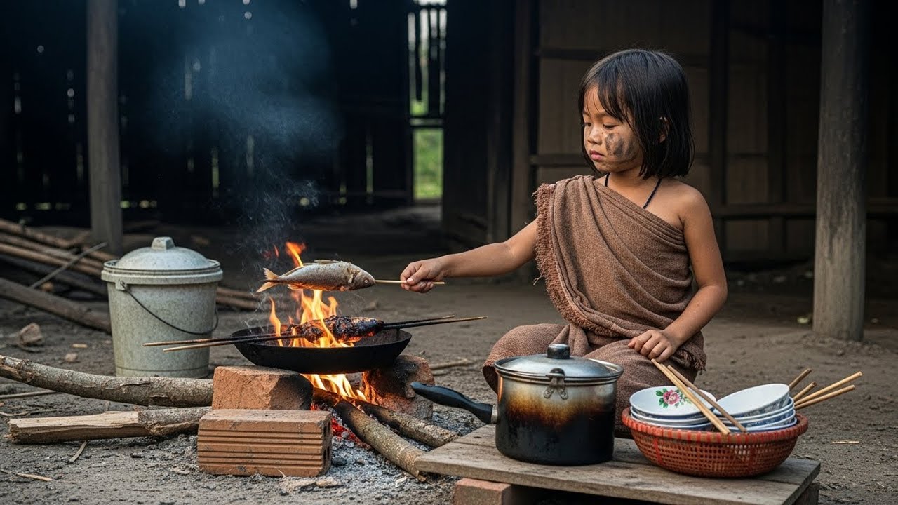 The 5-year-old orphan girl lives alone in an abandoned house and fends for herself.