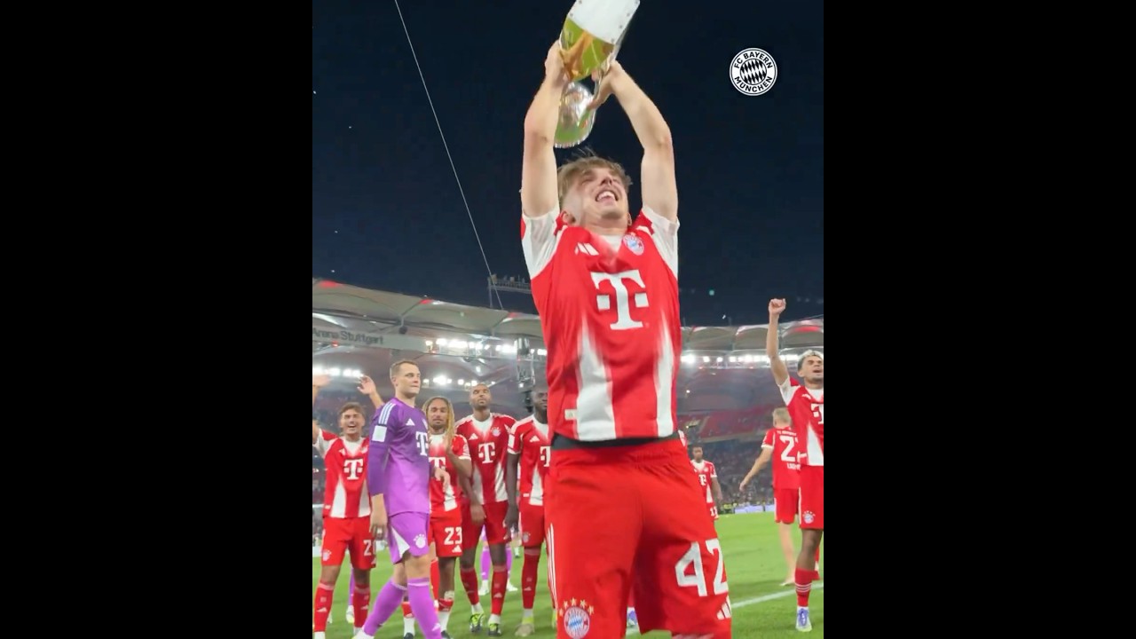 Lennart Karl lifting the Franz Beckenbauer Supercup's trophy! | Stuttgart vs Bayern
