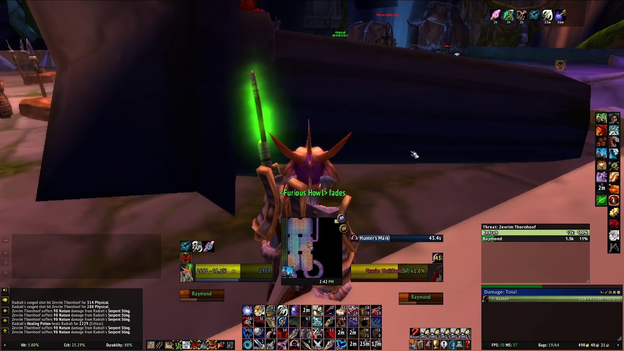 WoW Classic 60 Hunter Dire Maul East Jump Run Solo gold farming (2 bosses + Rich Thorium)