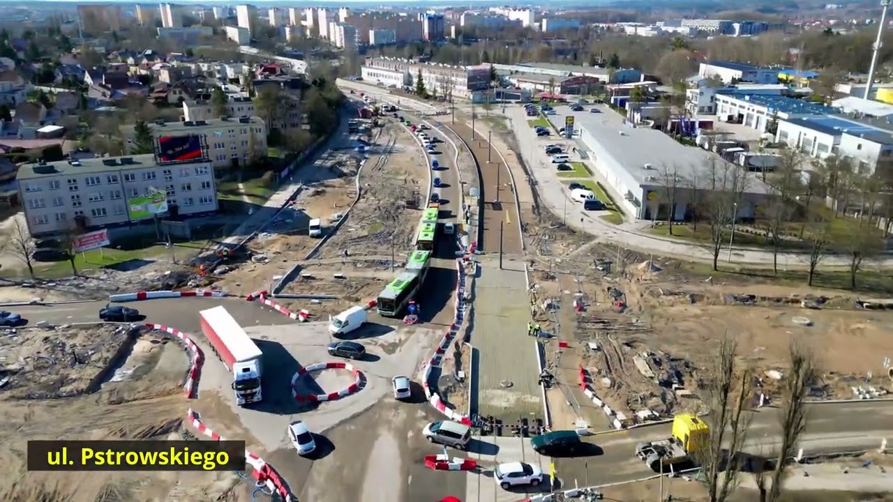 Olsztyn, Budowa Linii Tramwajowej, ul Wyszyńskiego - Estakada - marzec 2023 | DJI Mini 3 Pro 4K