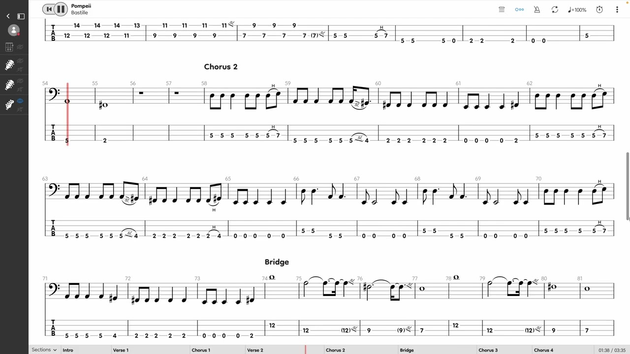 Bastille - Pompeii (BASS TAB PLAY ALONG)