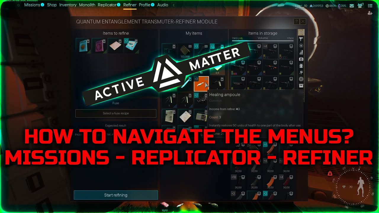 How to Navigate the Menus - ACTIVE MATTER (replicator - refiner)