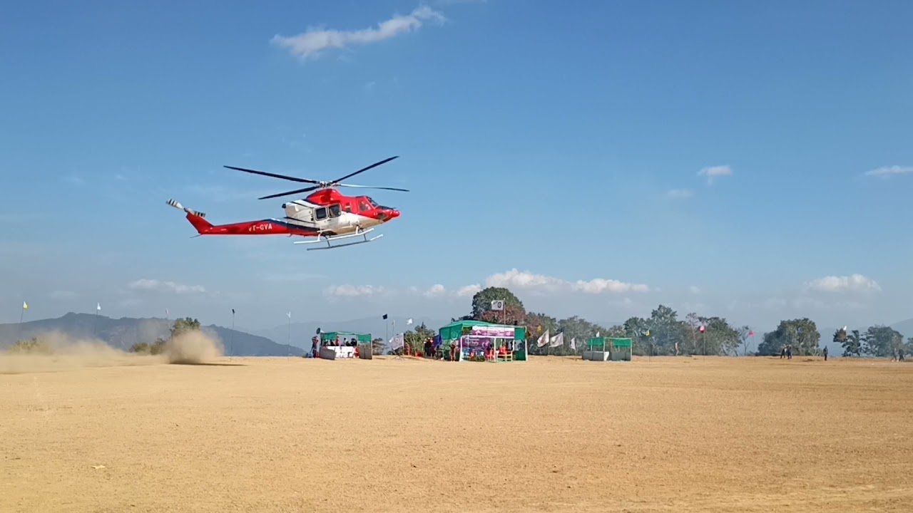 Helicopter landing drill at Oklong Village.