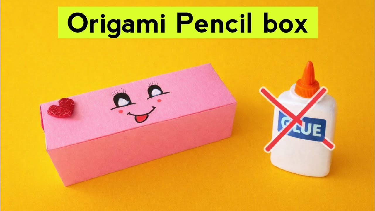 How to make pencil box with paper/Paper pencil box/DIY No glue pencil box/No glue school craft