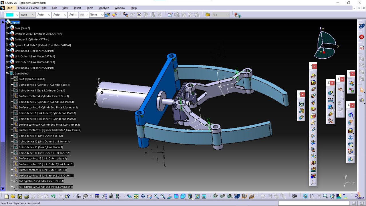 Part 1 | Design a Simple Robot Gripper Mechanism in CATIA V5