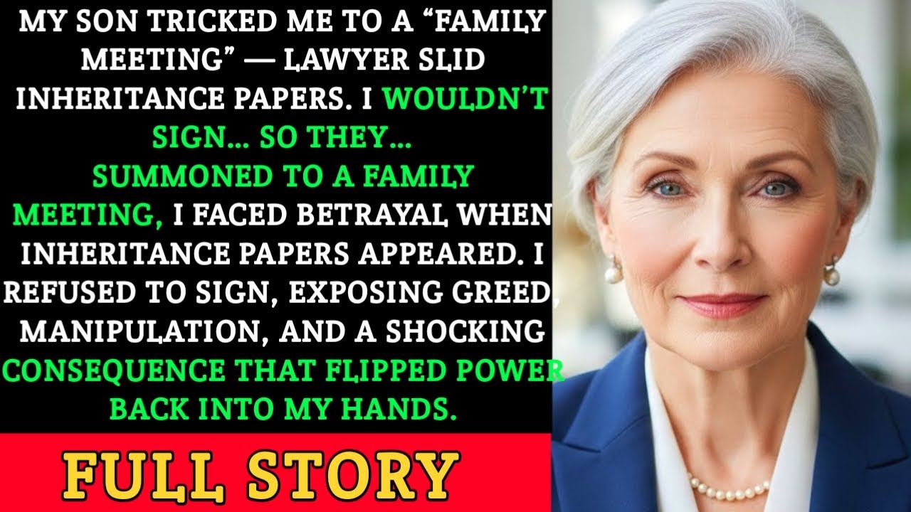 My Son Tricked Me to a “Family Meeting” — Lawyer Slid Inheritance Papers. I Wouldn’t Sign… So They…