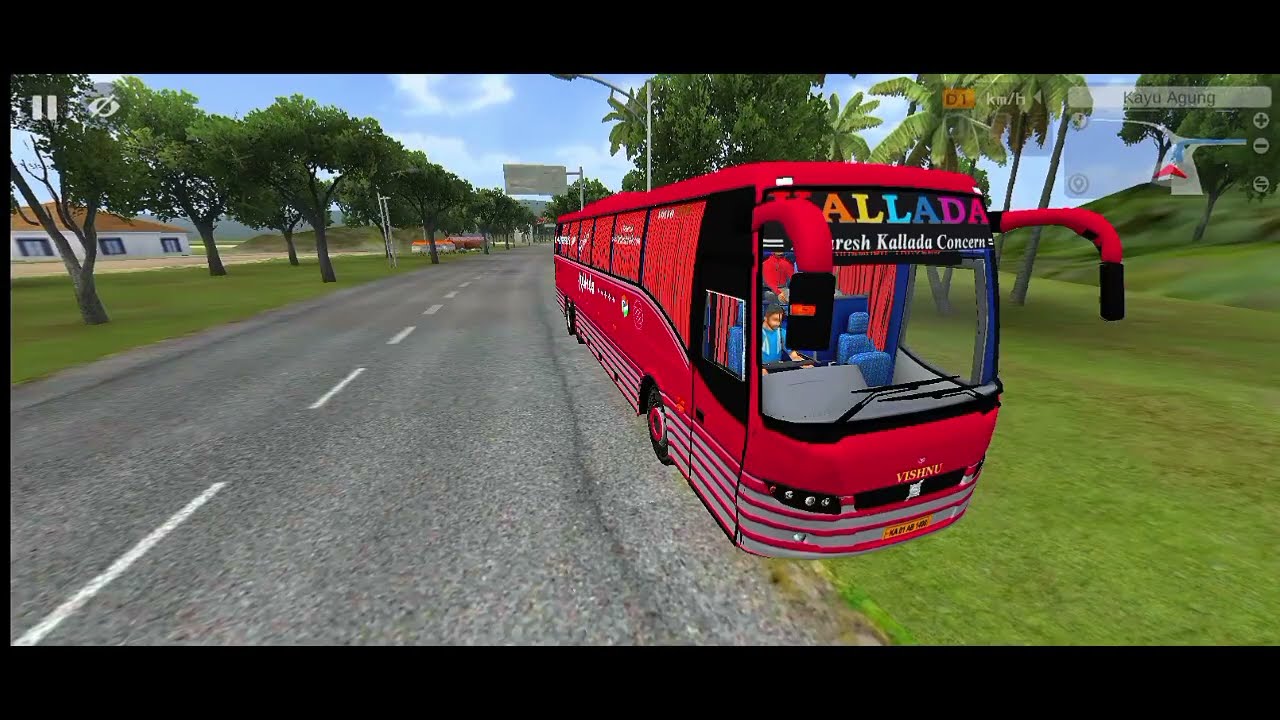 Bus simulator Indonesia driving beautiful AC tourist bus in Village 