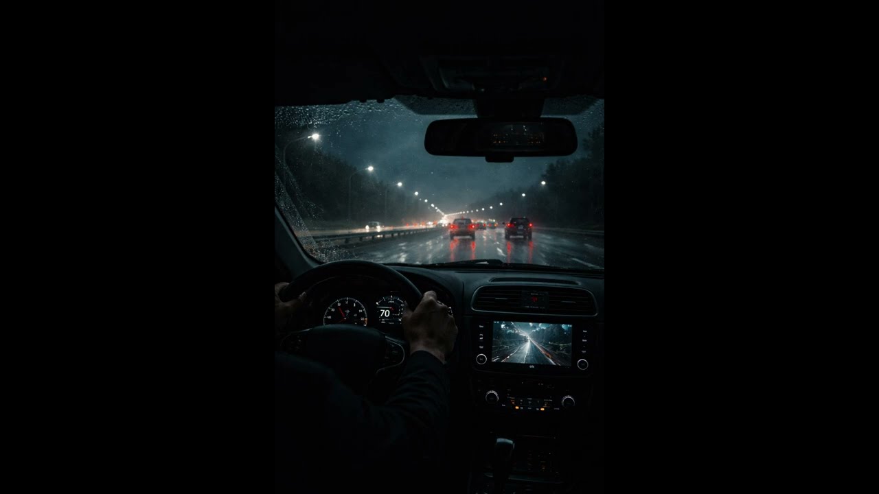 Ridin' in the night rain