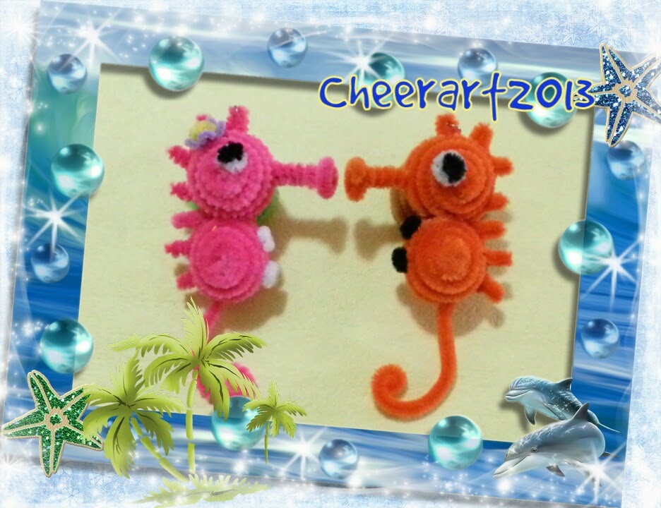 DIY fun craft tutorial pipe cleaner seahorse手工教學:毛根海馬