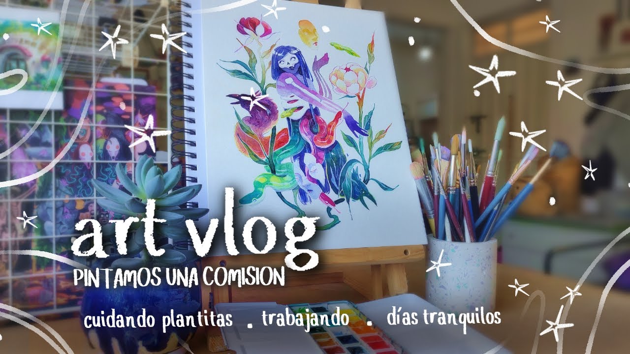 ❄️ art vlog relajante + cuidando plantas + pintando un encargo + nueva caja de acuarelas ❄️