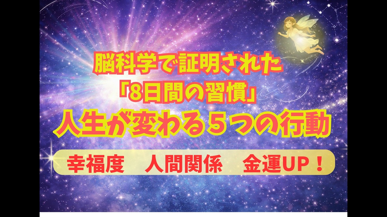 脳科学で証明された「8日間の習慣」人生が変わる５つの行動幸福度　人間関係　金運UP！