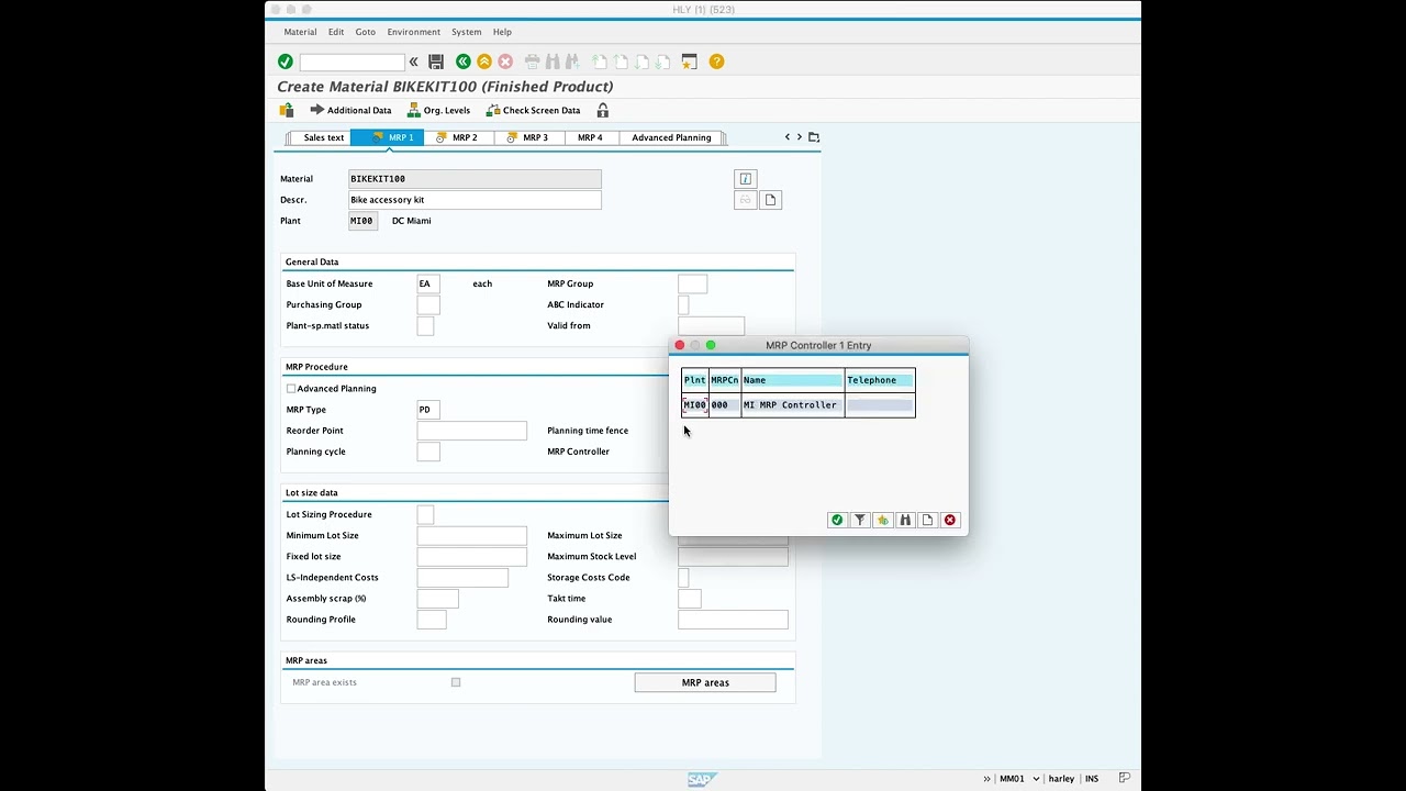 SAP SAP S4 HANA MM module 2.2 : Creating a Material Master Record in  MM01