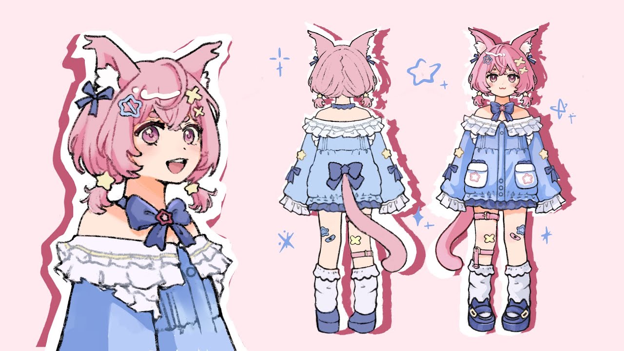 drawing my own VTUBER model concept art
