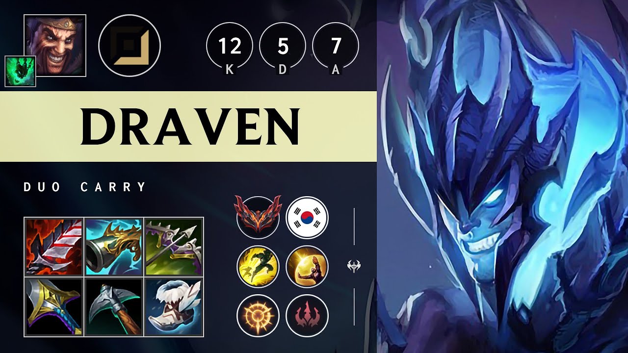 Draven ADC vs Aphelios: Triple Kill, Dominating - KR Grandmaster Patch 14.20
