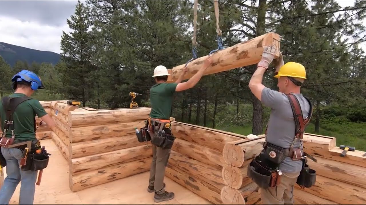 Lake Creek Log Home Assembly, Subfloor, Meadowlark Log Homes