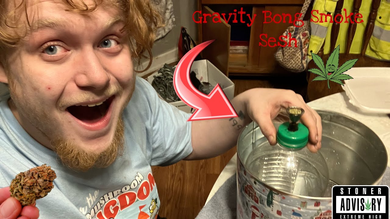 HOMEMADE GRAVITY BONG SMOKE SESH!(I DIED)