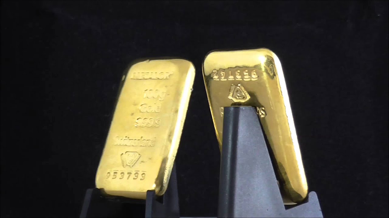 Metalor 100 Gram Cast Gold Bar 999.9
