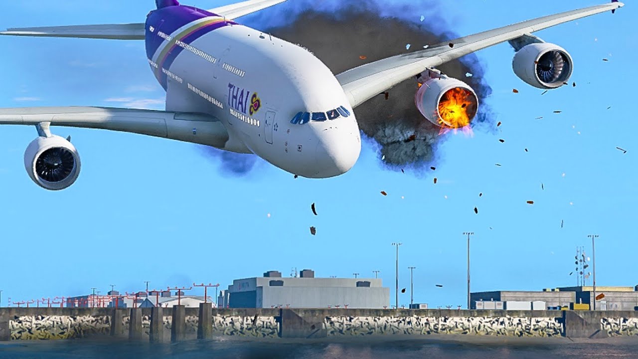 Passenger Plane engine failure - plane landing in water after engine failed - GTA 5