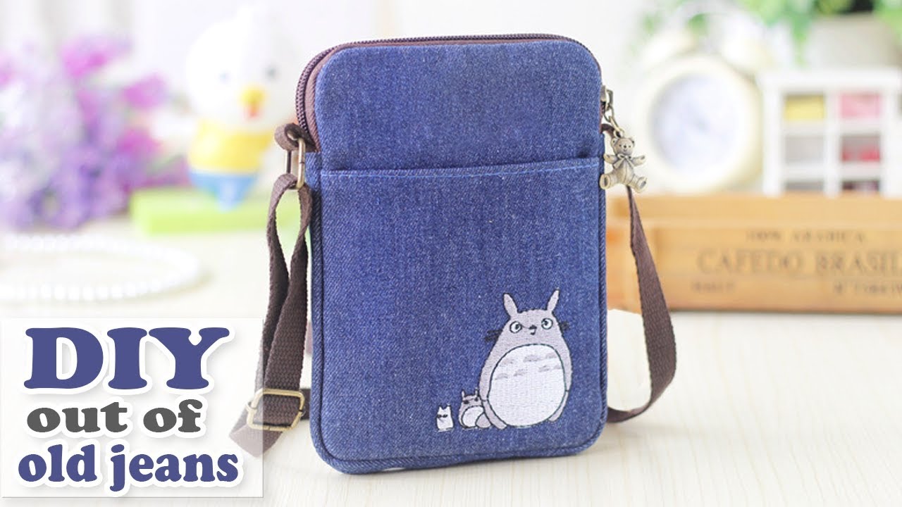 DIY JEANS PURSE BAG // Cute Pouch Phone Money Bag // Old Jeans Recycle Idea