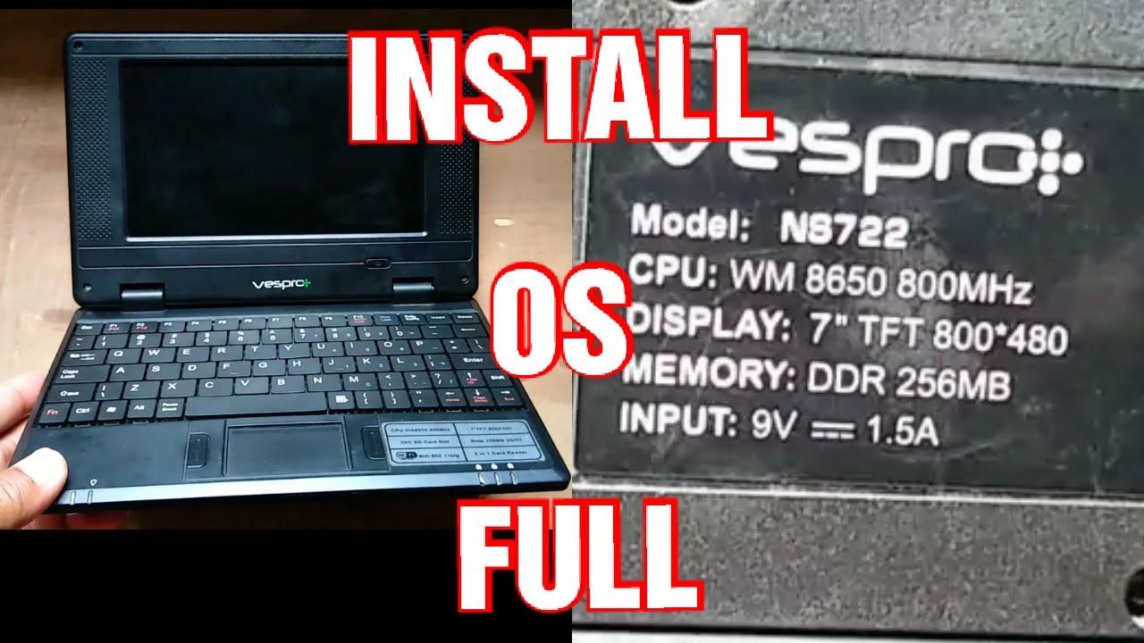 How to Install operating system on NS722  Netbook or WM 8650 mini laptop I Vespro mini laptop repair