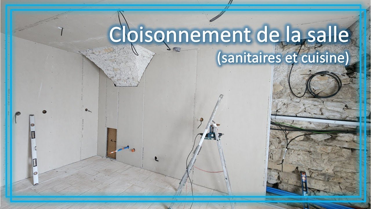 97. On crée les espaces dans la salle (placo, plomberie, électricité)