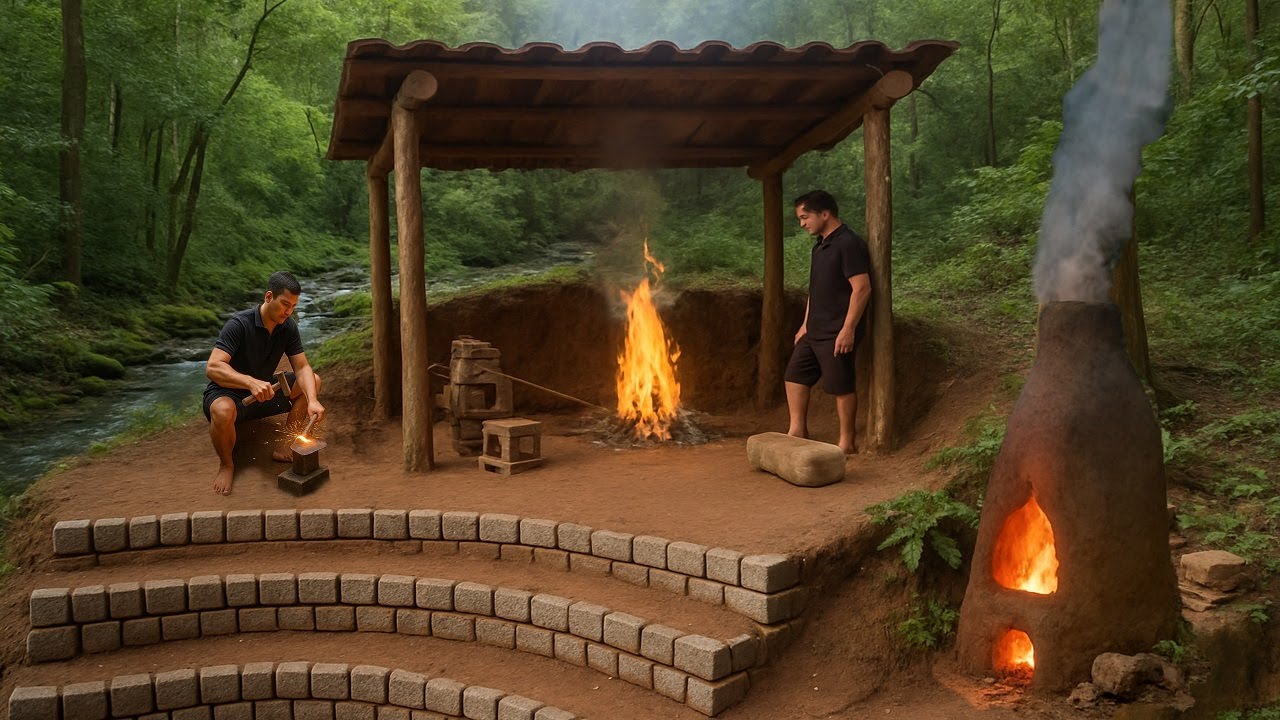 Build Forge in the Forest, The First Blade Ever Created. Reviving the Primitive Art of Blacksmithing