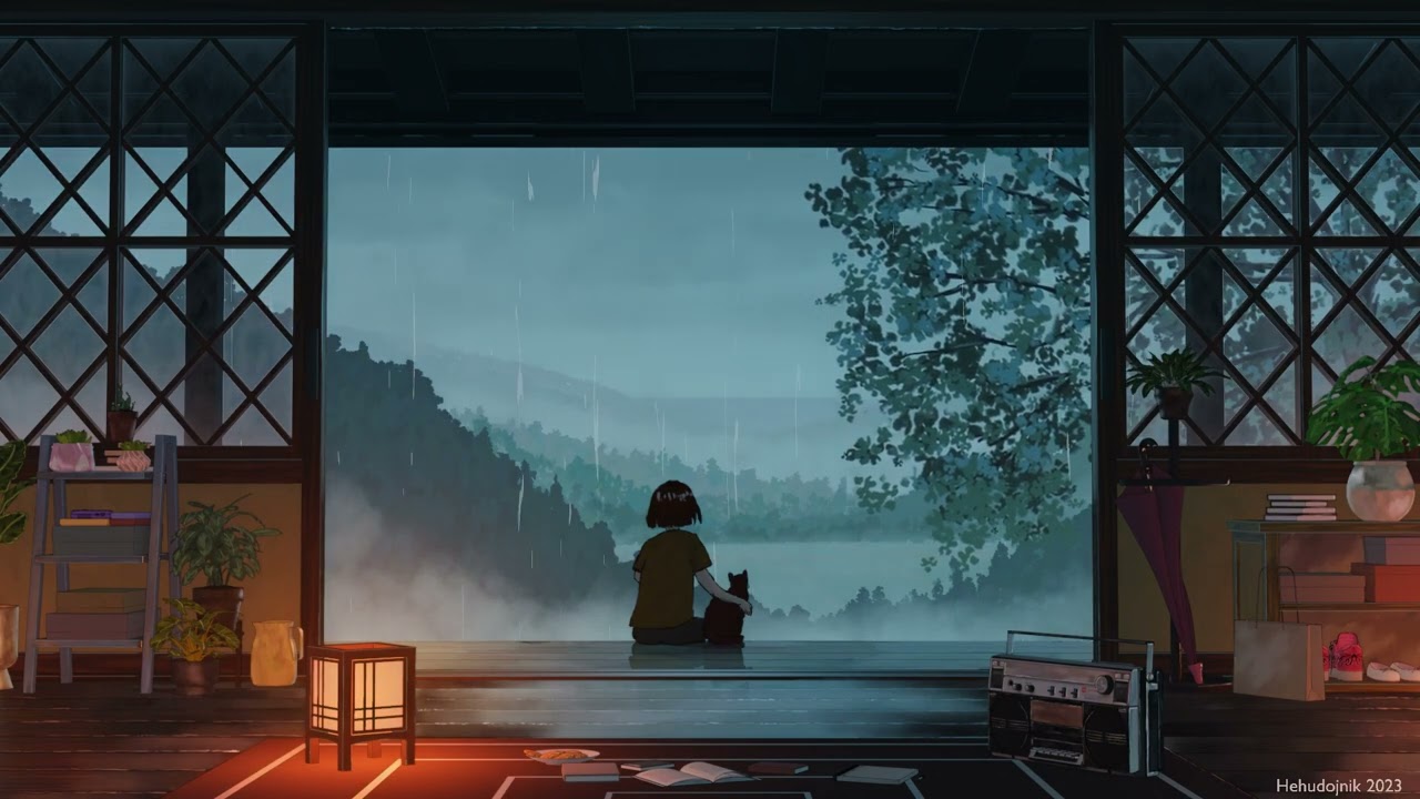 Rainy Day 🌧️ | Cozy Anime Room &mdash; Animated Background (Loop) Ghibli style| Blender 3d
