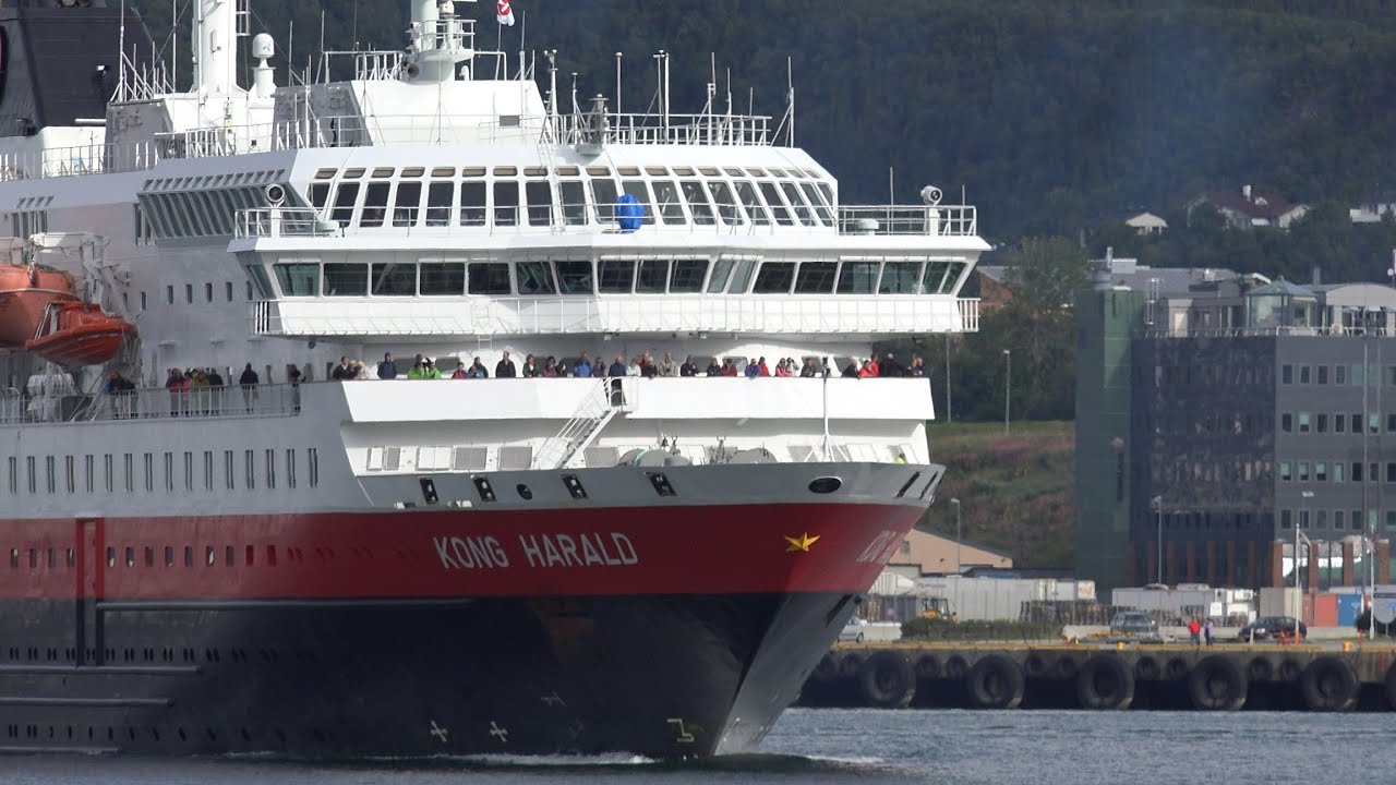 Hurtigruten visiting Bodø en route to Lofoten, Norway 4K Quality.